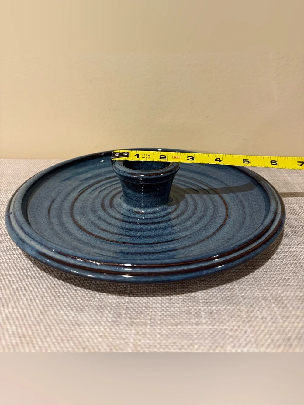 Handmade Studio Pottery Blue Glazed Appetizer Condiment  Relish Server Tray